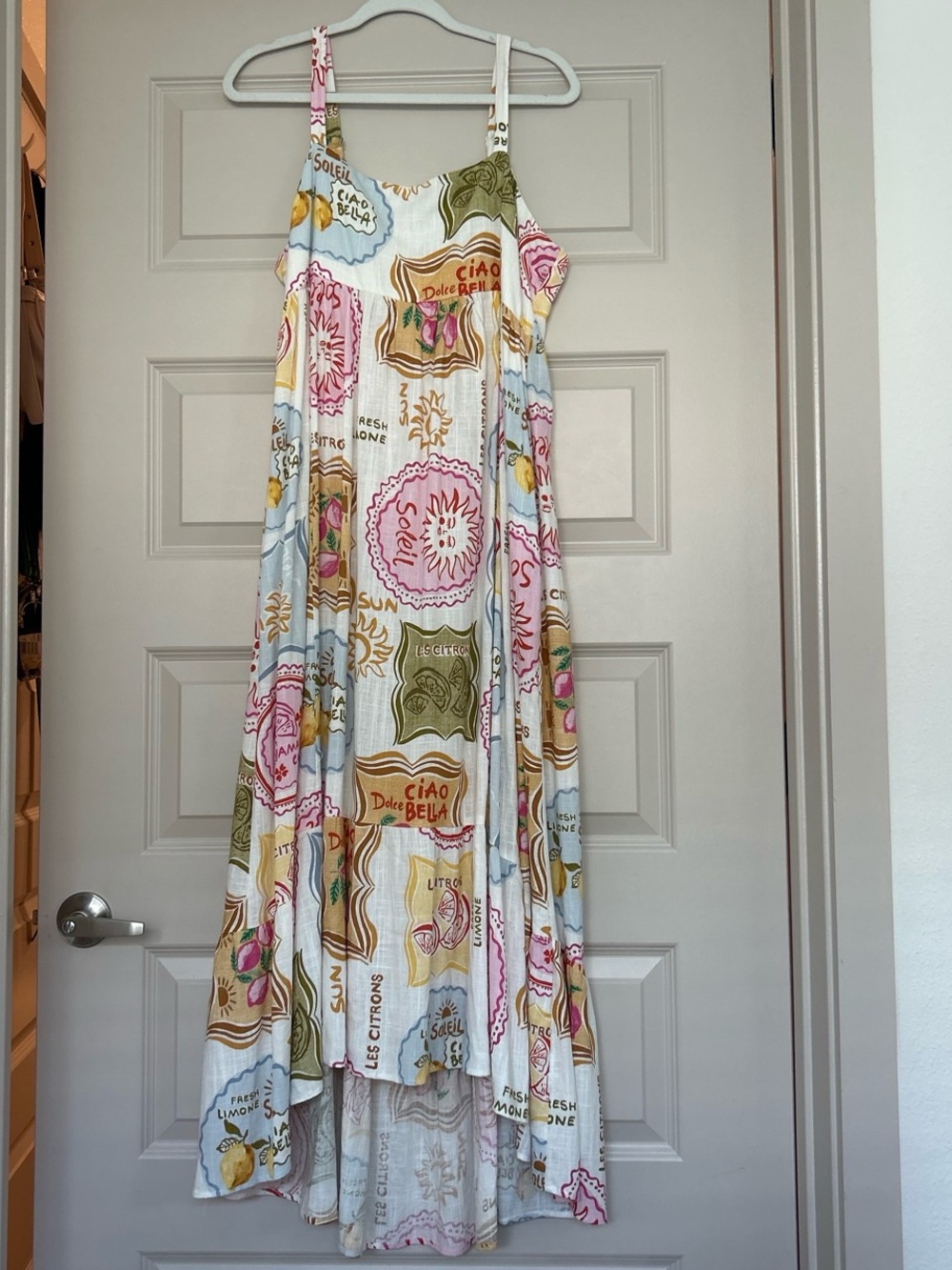 Women's White Multicolor Printed Maxi Sundress